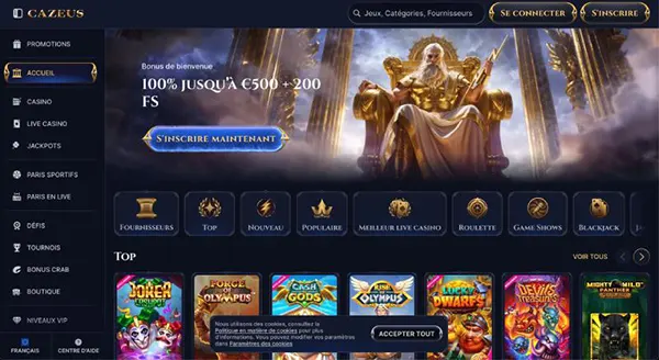 Cazeus casino lobby